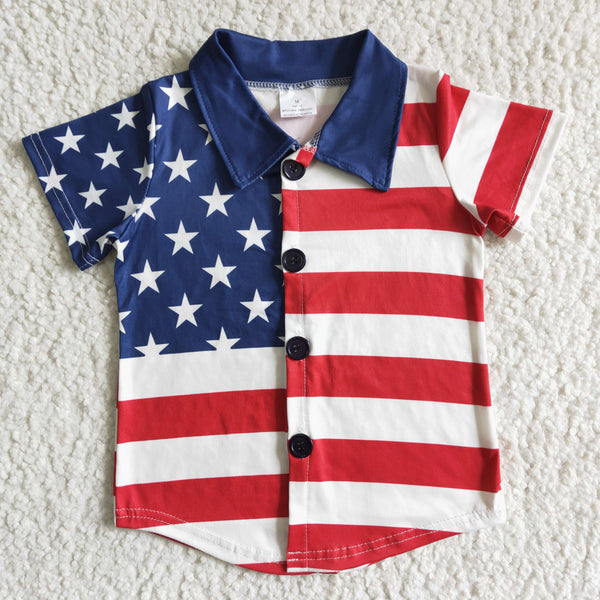 B17-19 baby boy clothes july 4th star stripe summer tshirt