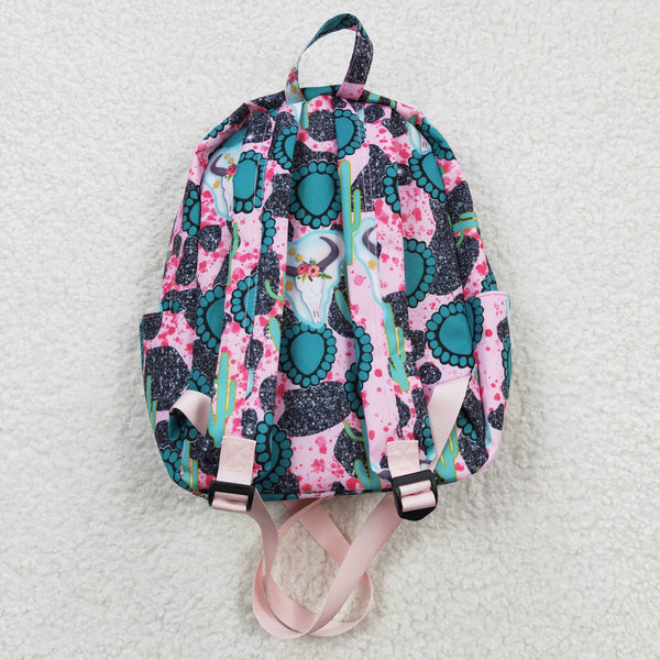 BA0044 toddler backpack flower girl gift back to school cow western turquoise preschool bag