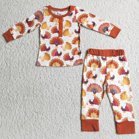 6 B3-3 boy thanksgiving clothes turkey pajamas