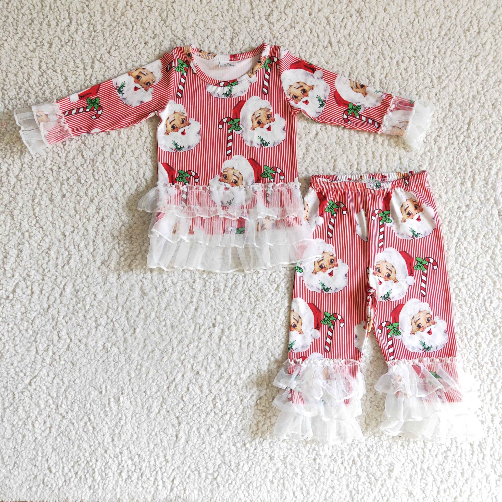 6 B12-18 baby girl clothes santa claus ruffles christmas outfits