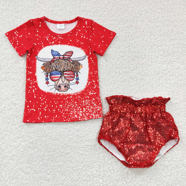 GBO0124 baby clothes 4th of july patriotic summer bummies set