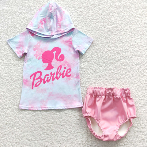 GBO0149 baby girl clothes summer bummies outfit (shirt+lether bummies)