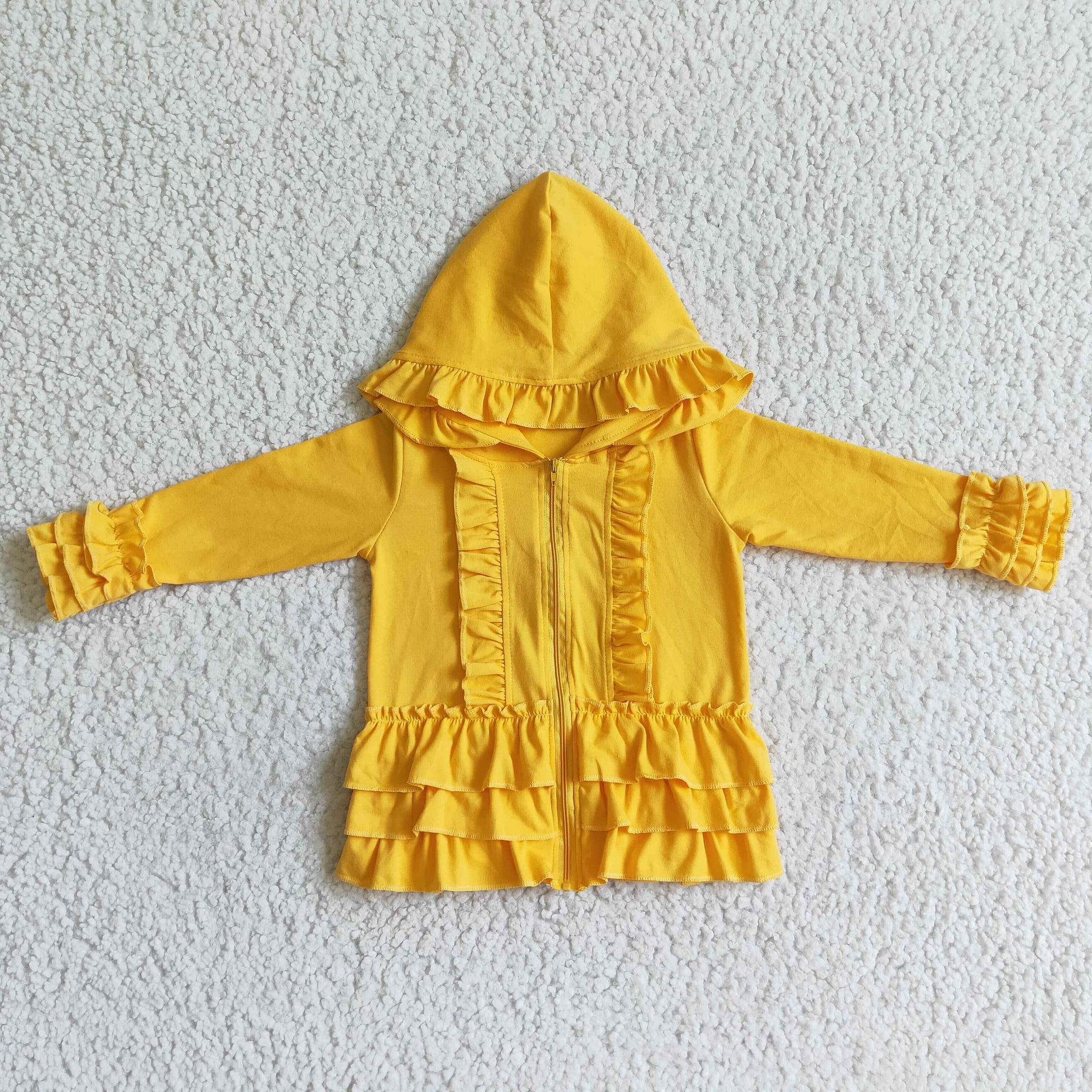 GT0018 girls winter clothes  yellow cotton zipper coat