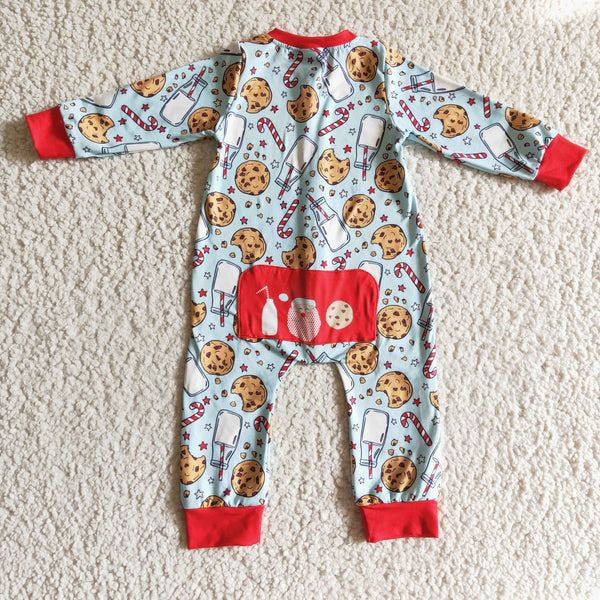 LR0186 RTS baby boy clothes milk zipper christmas romper