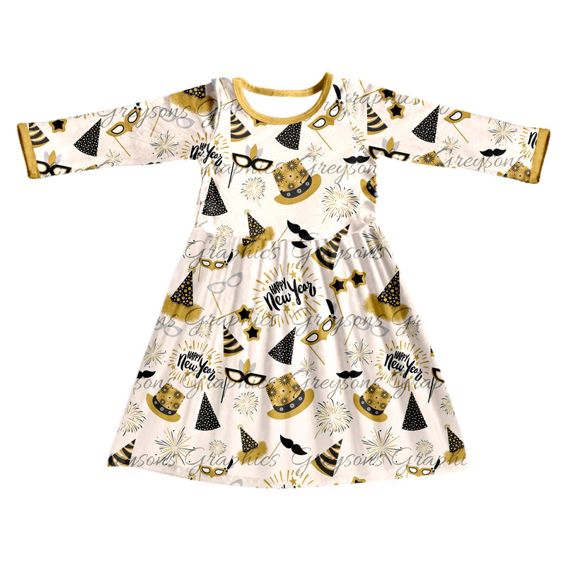 GLD0111 pre-order baby girl clothes happy new year dresses