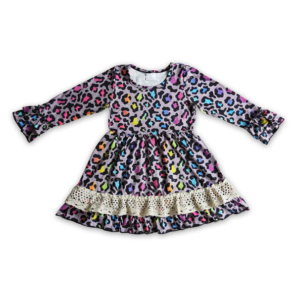 GLD0148 baby girl clothes leopard winter dress