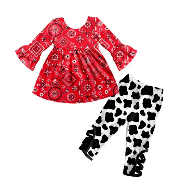 GLP0091 baby girl clothes red cow winter outfits