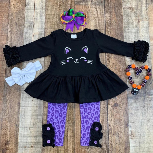 GLP0212 cat purple toddler girl clothes long sleeve outfits