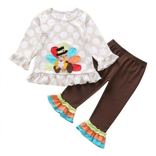 GLP0219 baby girll clothes thanksgiving outfits girl turkey set