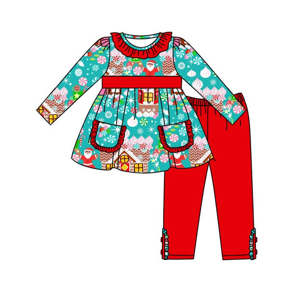 GLP0247 baby girls clothes santa claus kids christmas outfit