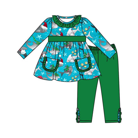 GLP0248 pre-order baby girls clothes sea world kids christmas outfit