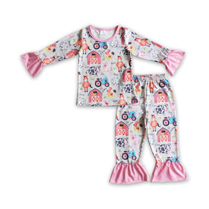 GLP0342 baby girl clothes farm sleepwear pajamas set