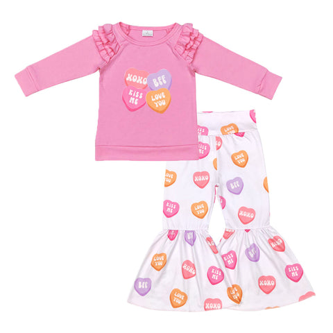 GLP1113 pre-order  baby clothes girls love valentine bell bottoms outfit