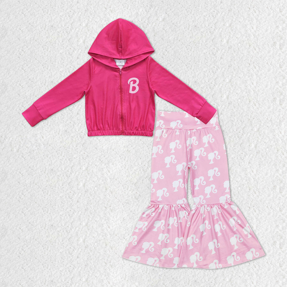 GLP1149 baby girl clothes barbie pink girl bell bottom outfit