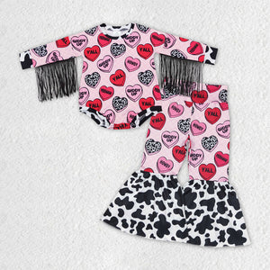 GLP1152 baby girl clothes howdy bubble girl valentines day bell bottom outfit
