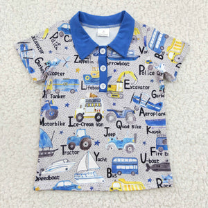BT0135 baby boy clothes summer blue top tshirt