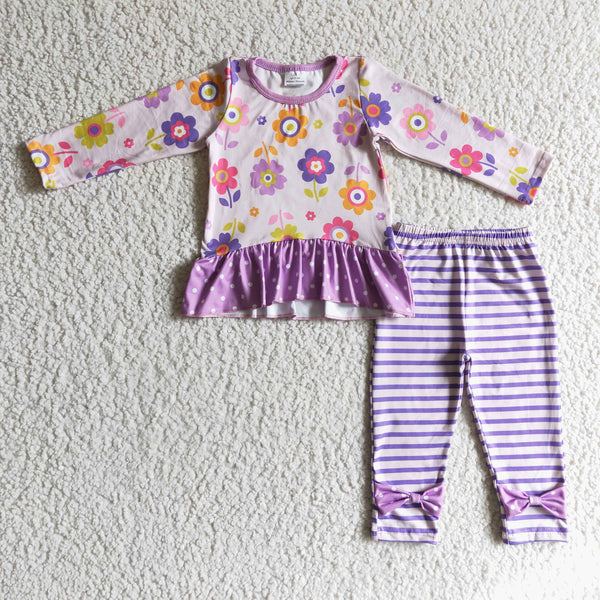 GLP0225 girls boutique outfits purple floral winter outfits