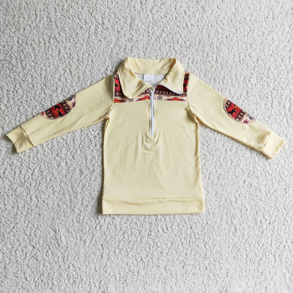 BT0079 baby boy clothes yellow winter zipper shirt