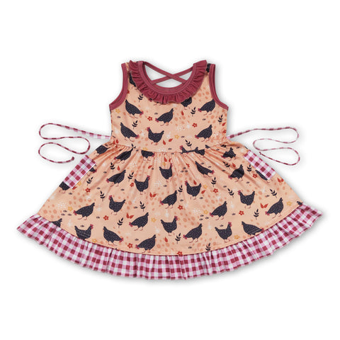 GSD0322 flower girl dress sleeveless farm chicken summer twirl dress