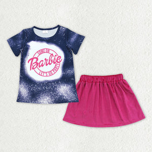 GSD0850 baby girl clothes pink girl summer velvet skirt set