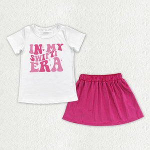 GSD0851 baby girl clothes pink girl summer velvet skirt set