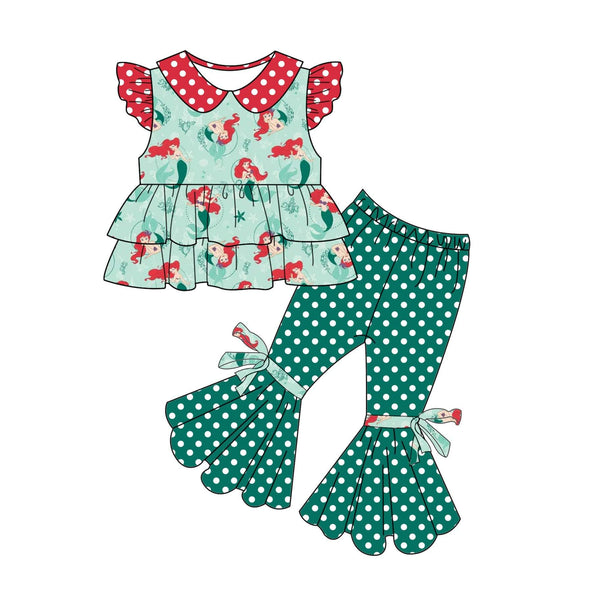 GSPO0201 baby girl clothes green cartoon fall spring outfits