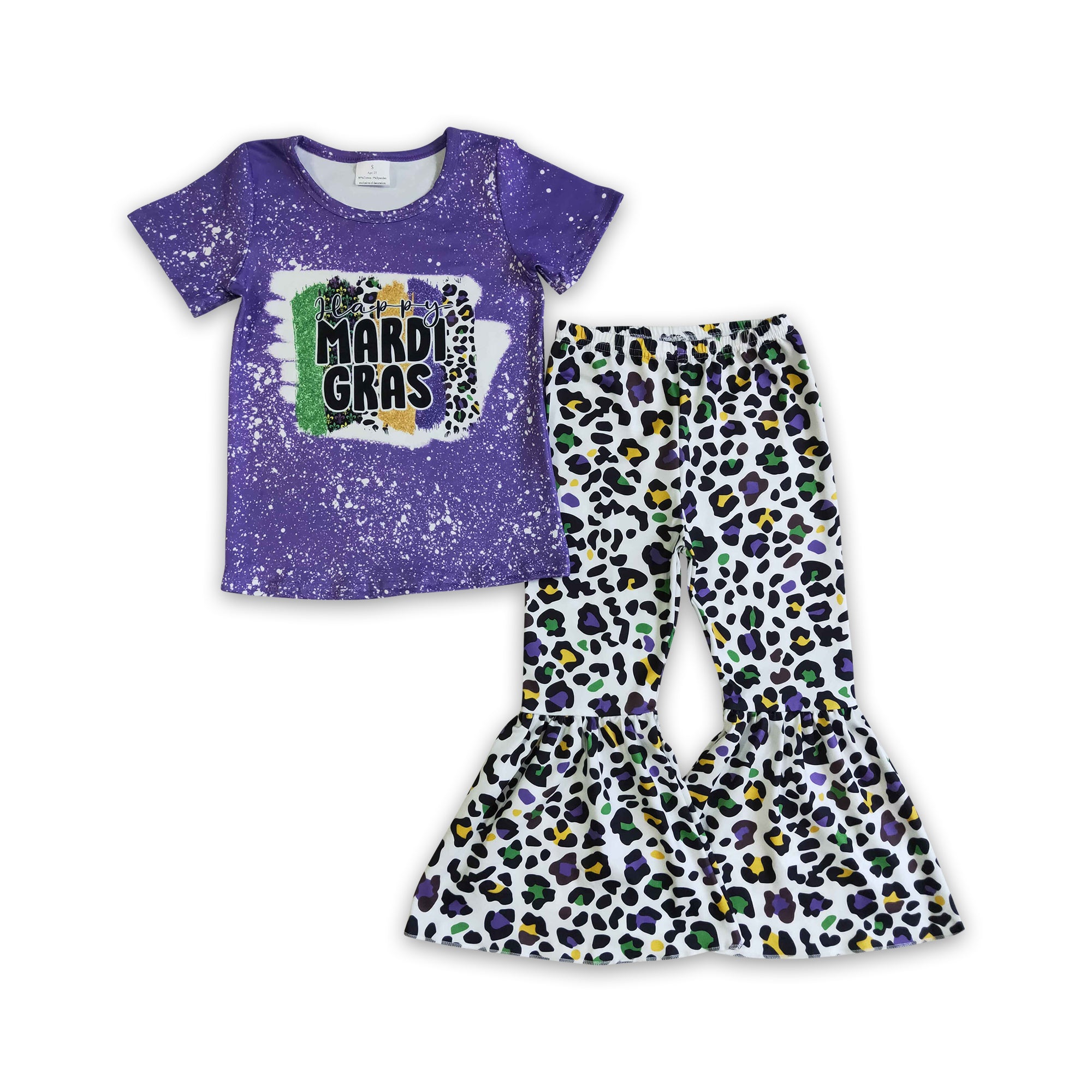 GSPO0221 Mardi Gras baby girl clothes purple set