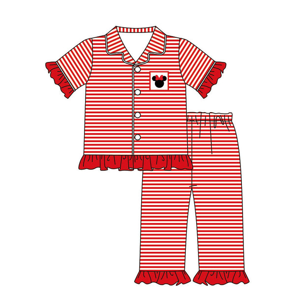 pre-order kids clothing cartoon red stripe matching pajamas set
