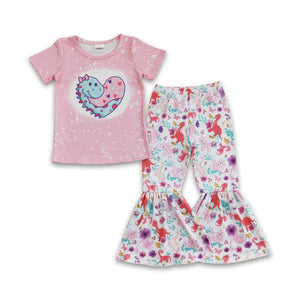 GSPO0283 baby girl clothes pink dinosaur valentines day outfits