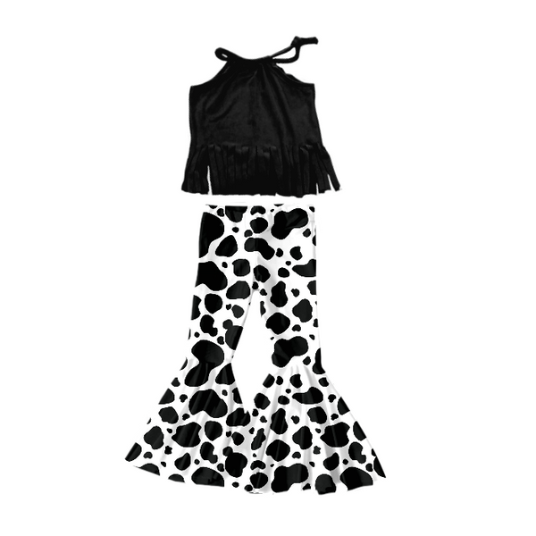GSPO0301 baby girl clothes black cow spring fall outfits