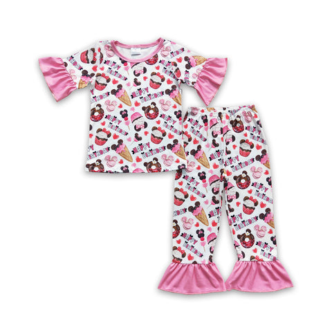 GSPO0306 baby girl clothes happy birthday pajamas set