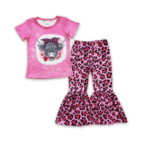 GSPO0334  baby girl clothes cow pink valentines day outfits