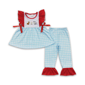 GSPO0381 kids clothes girls farm cow fall spring outfits