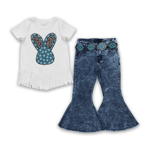 shirt+belt +jeans GSPO0462 kids clothes girls easter outfits