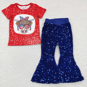 GSPO0574 pre-order kids clothes girls 4th of july patriotic outfit