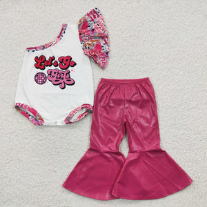 GSPO0585 baby girl clothes let's go girls baby bell bottom outfit