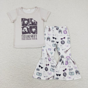 GSPO1404 baby girl clothes 1989 singer girl bell bottoms outfit