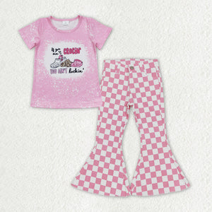 GSPO1408 baby girl clothes Pink Crocs girl bell bottoms jeans outfits