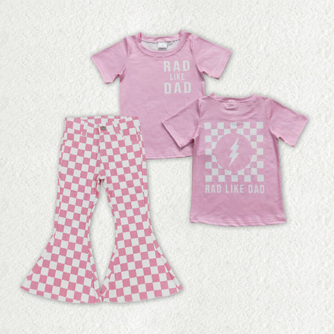 GSPO1409 baby girl clothes rad like dad girl bell bottoms jeans outfits