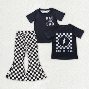 GSPO1410 baby girl clothes rad like dad girl bell bottoms jeans outfits