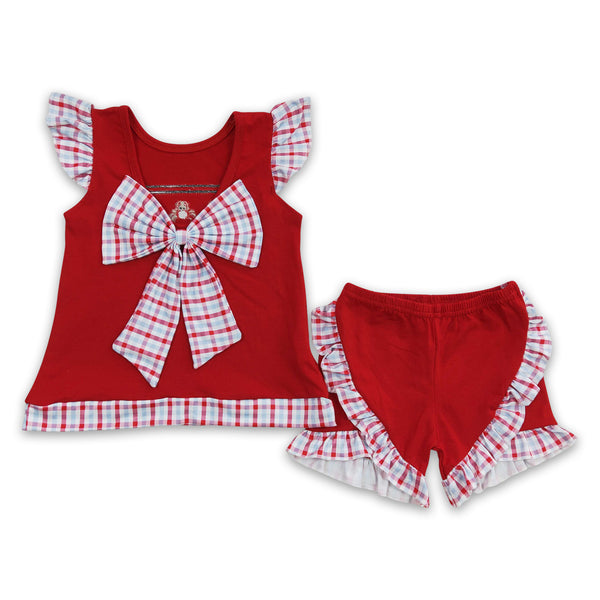 GSSO0142 kids clothes girls summer red crab embroidery outfits