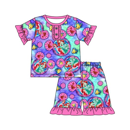GSSO0152 baby girl clothes cartoon mermaid summer outfits