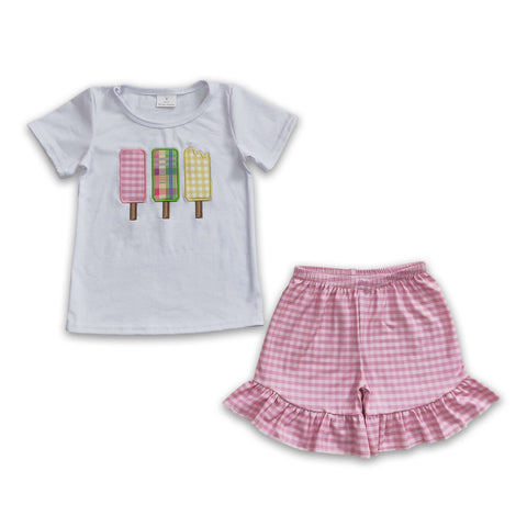 GSSO0157 baby girl clothes summer outfits popsicle girl summer shorts set