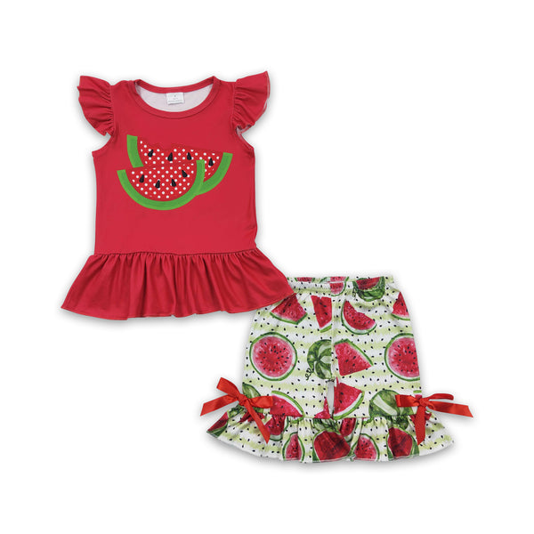 GSSO0191 baby girl clothes red watermelon summer outfit