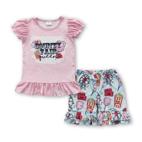 GSSO0260 girl summer shorts set county fair outfit