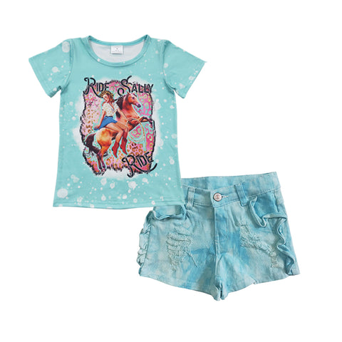 GSSO0301 kids clothes girls girl summer denim shorts outfit girl western outfit