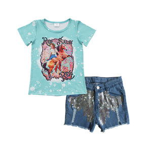 GSSO0303 kids clothes girls girl summer denim shorts outfit girl western outfit