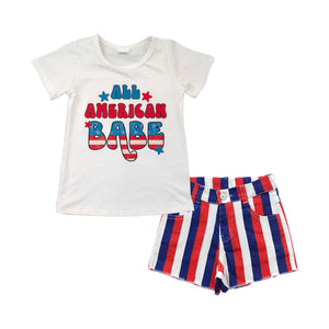 GSSO0329 baby girl clothes patriotic 4th of July toddler girl summer outfit