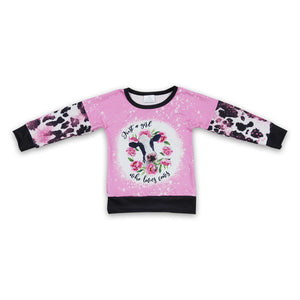 GT0077 baby girl clothes cow winter shirt