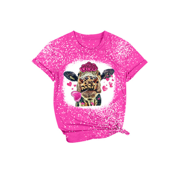 GT0111 toddler clothes cow pink valentines day tshirt